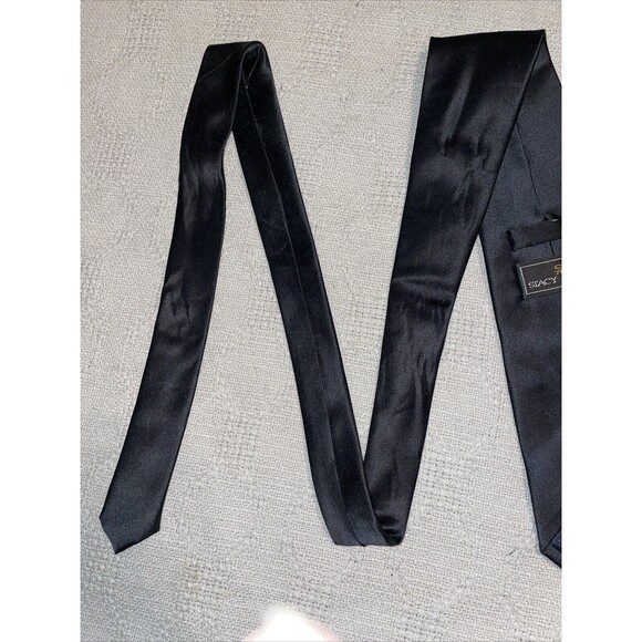 Stacy Adams Men’s Dress Tie Size 57” 4” Solid Black Polyester Business Formal - Picture 11 of 12